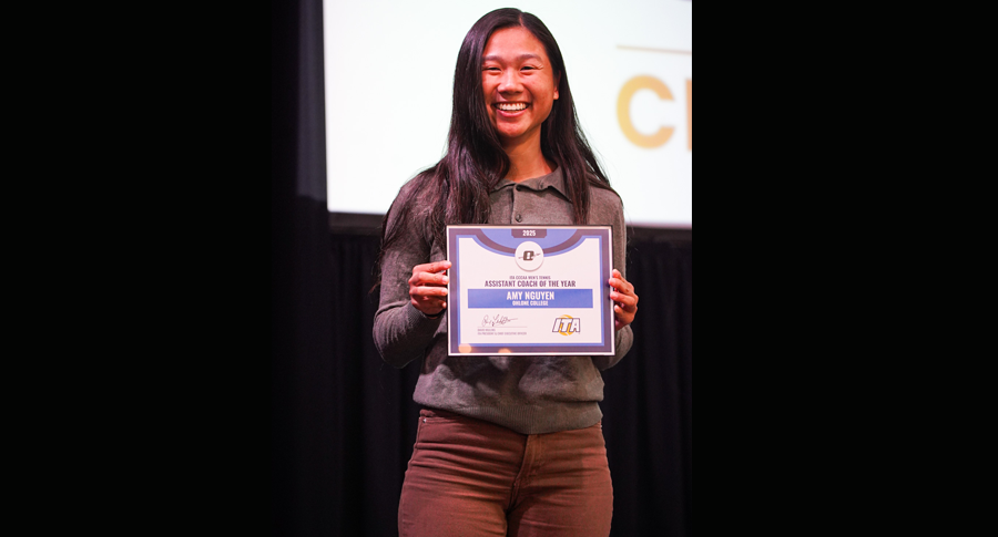 Amy Nguyen has been named 2025 3C2A Men's Assistant Coach of the Year by ITA. 